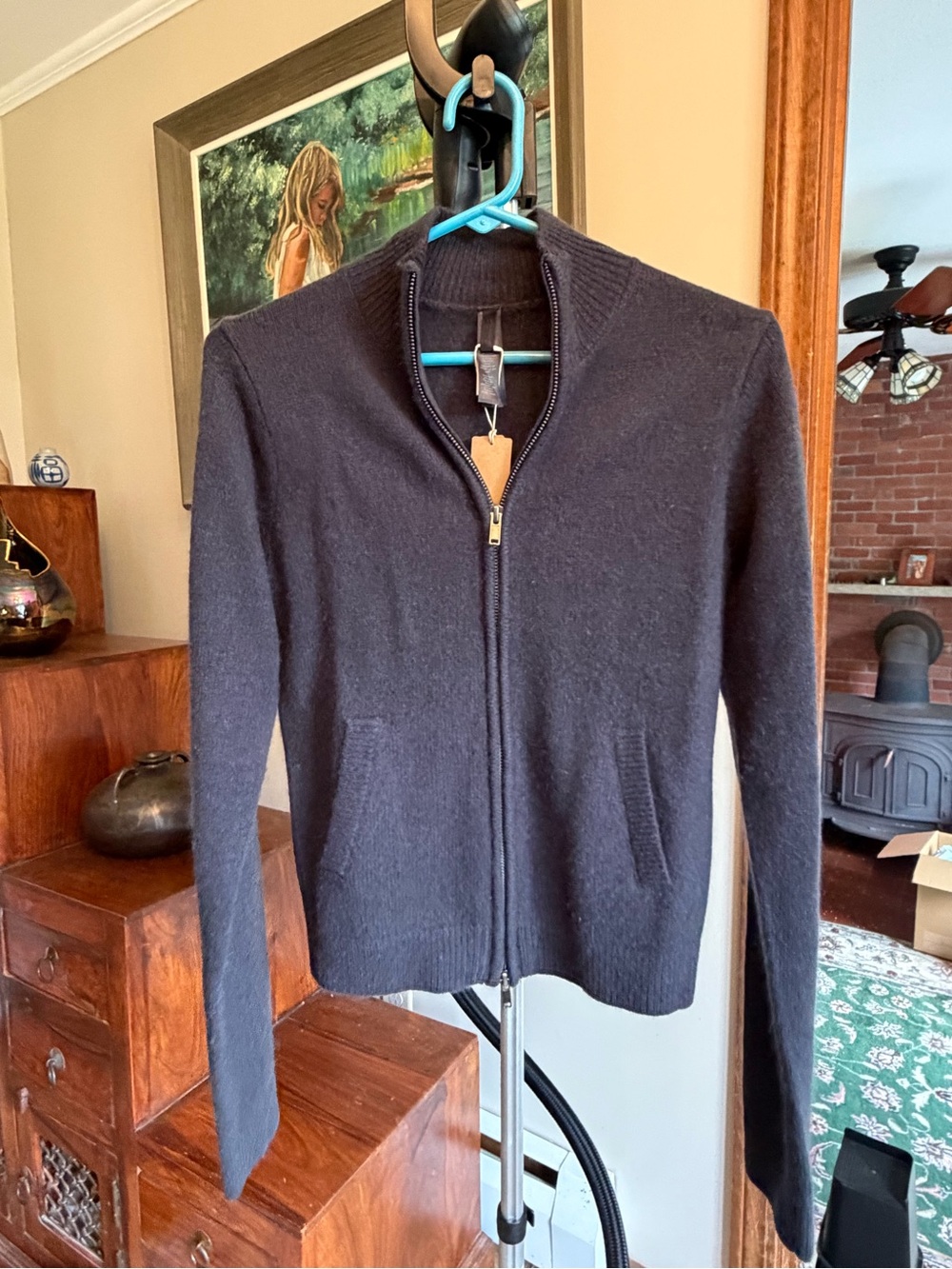 NWT Skims cashmere Black Full-Zip Sweater Jacket